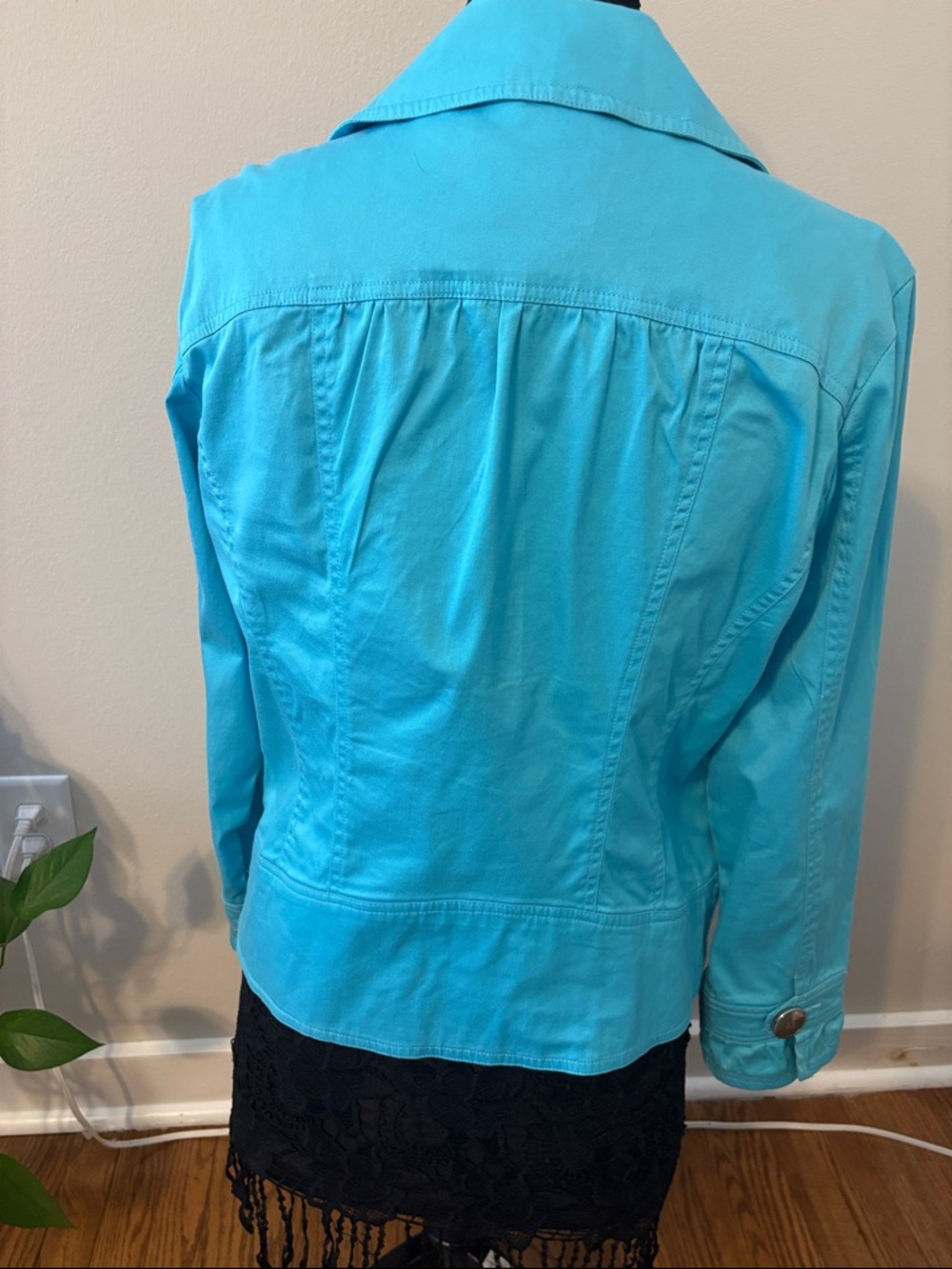 Light Blue Button-Front Blazer Jacket - Picture 4 of 5